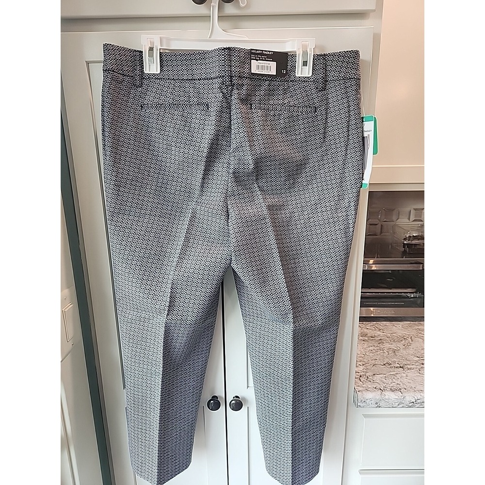 New Hilary Radley Stretch‎ Slim Leg Crop Cotton Pants, Size 12 Blck/Whte - Picture 2 of 3